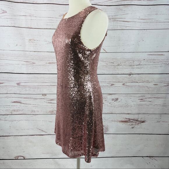 Speechless Rose Gold Keyhole Sequin Dress - Picture 4 of 15